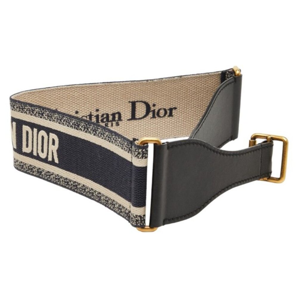 Dior Belt Size 75 Navy Beige Canvas Leather - Picture 2 of 6